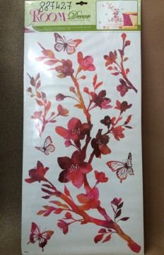 Virágos ág pillangókkal- öntapadós dekor
